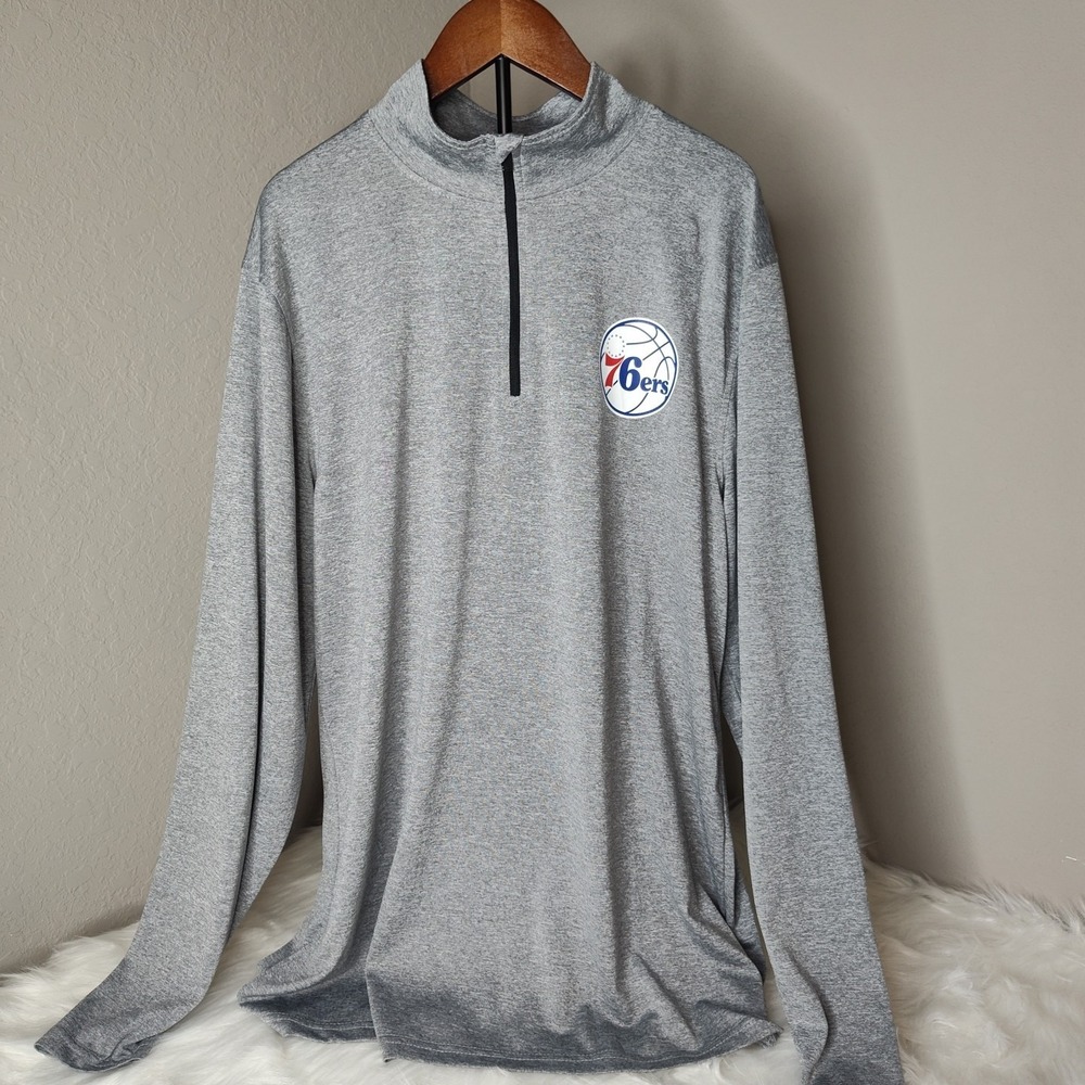 NBA Ultra Game Philadelphia 76ers Pullover Mens Large Gray 1/4 Zip Heathered